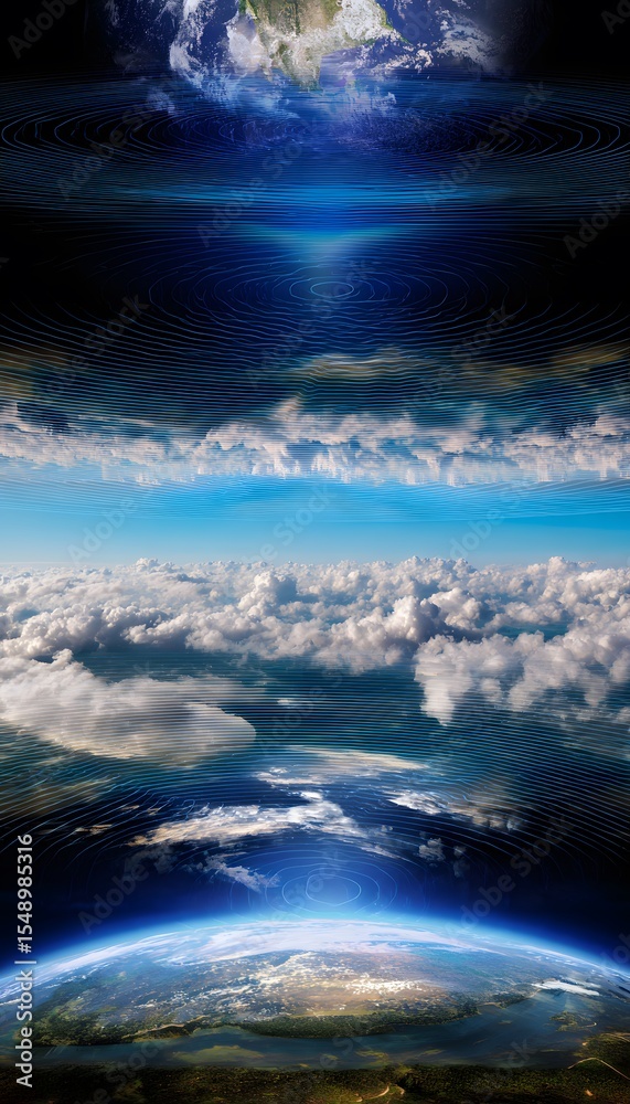 Fototapeta premium Parallel Earths Layered in Sky