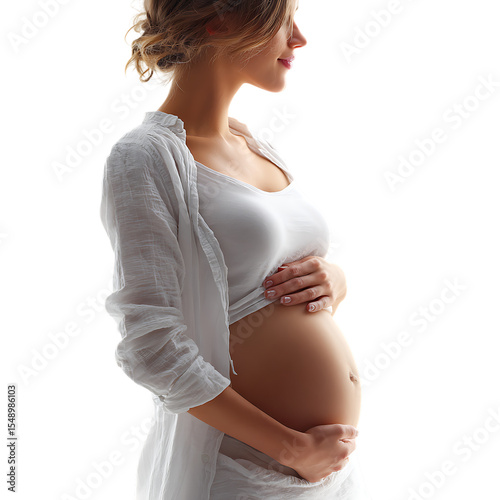 Expectant Mother Profile of a Pregnant Woman against transparent background