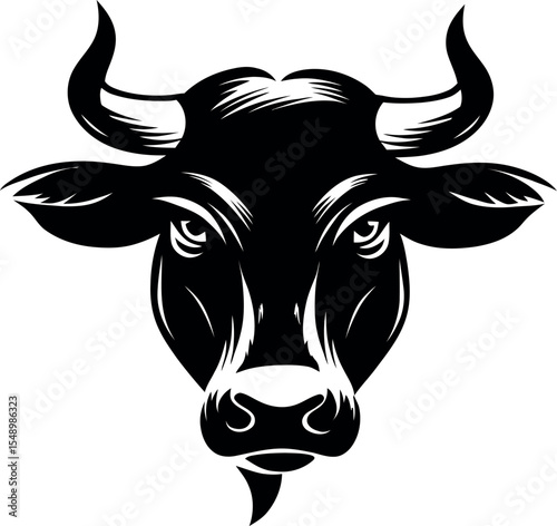 Black and White cow Head – Minimalist Line Art Vector Illustration for Logo or Print Design