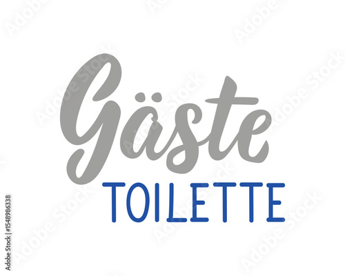 Translation from German: Guest toilet. German Lettering. Ink illustration.