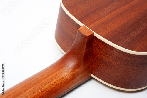 Four-string bass ukulele with wooden body and built-in tuner and pickup.