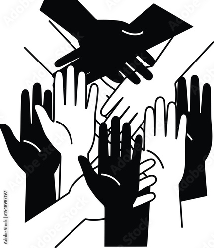 Hands Together in Support of Illicit Trafficking Awareness - Vector Illustration