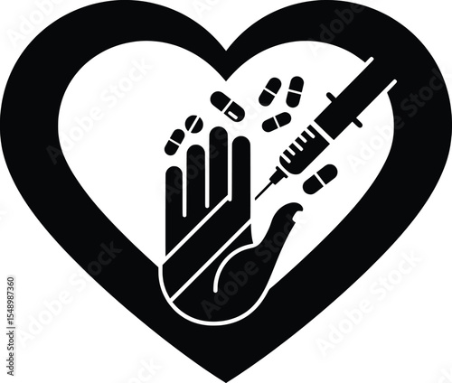 Illicit Trafficking Awareness, Vector Illustration in Heart Shape, Social Issues Concept