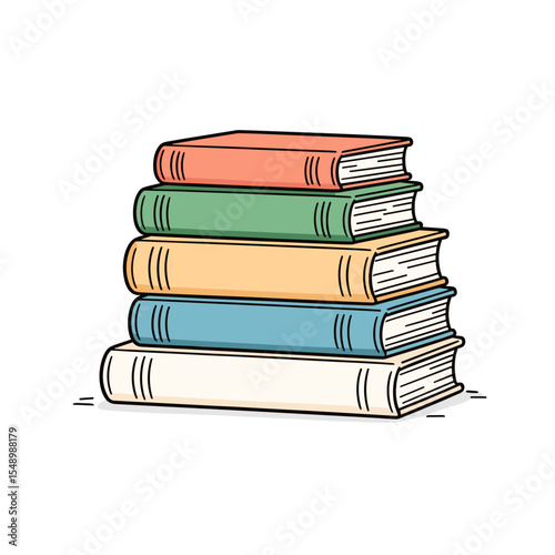 Stack of Colorful Books Illustration, Depicting Knowledge, Education, and the Joy of Reading