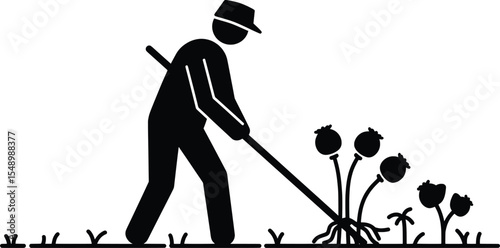 Vector Illustration of Farmer Against Drug Abuse in Agricultural Environment