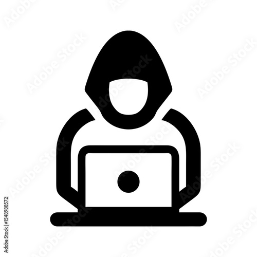 hacker hoodie silhouette cybercrime icon
