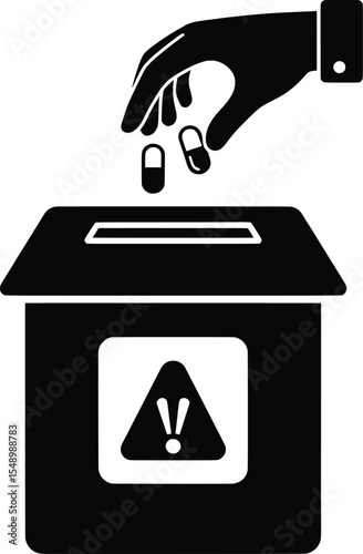 Illustration of Pill Disposal Box in Urban Environment, Vector Design, Fighting Illicit Trafficking
