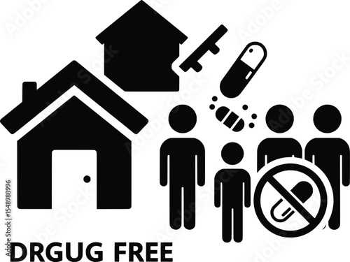 Vector Illustration of Illicit Trafficking Awareness in a Community Setting