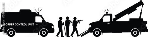 Border Control Action Against Drug Abuse and Illicit Trafficking - Vector Illustration in Urban Environment