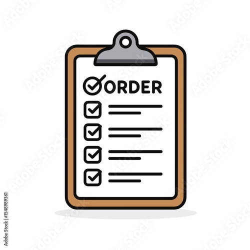 Order Checklist on Clipboard with Check Marks, a Vector Illustration for Business and Task Management