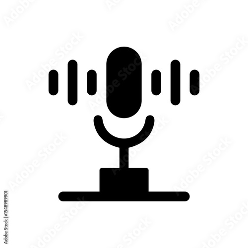 voice recognition silhouette vector icon
