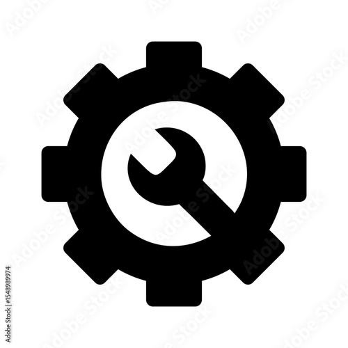 wrench gear silhouette vector icon
