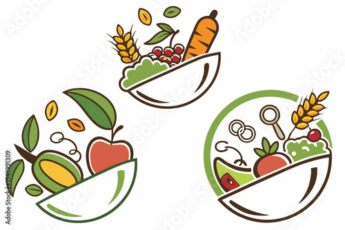 Balanced Eating Logo Set – Clean and Minimal Food Icons
