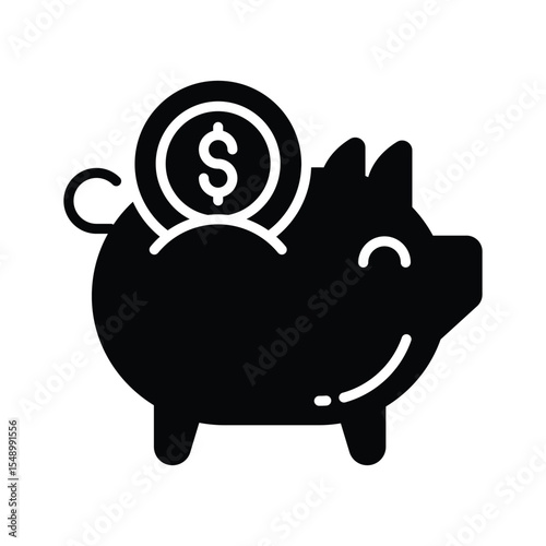 Check out this glyph icon showing piggy bank saving coins