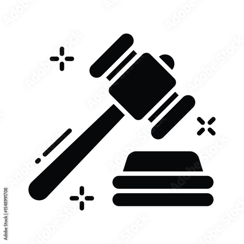 Here is a glyph icon showing gavel used in courtrooms