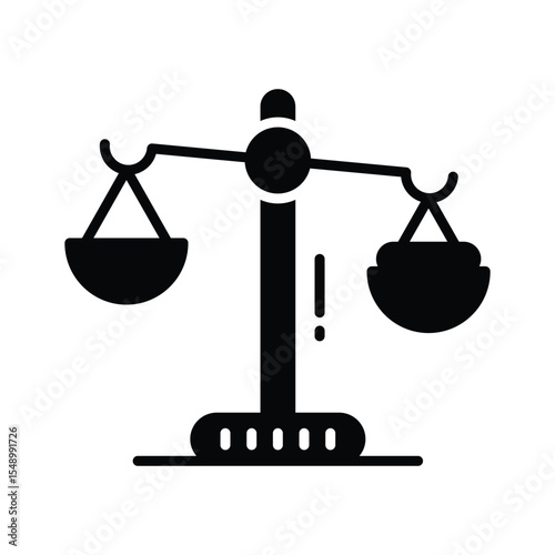 A trendy glyph icon of balanced justice scale