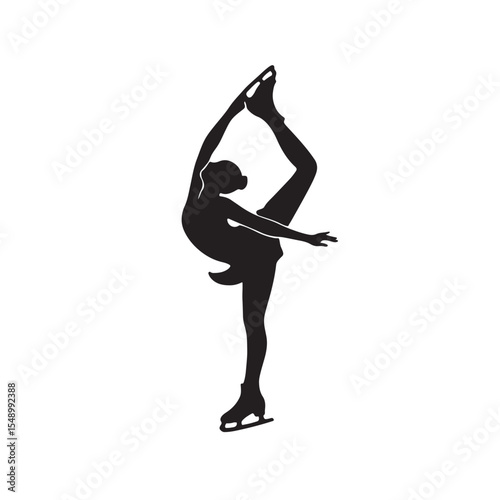 Elegant Female Figure Skater Performing Ice Dance Pose Silhouette