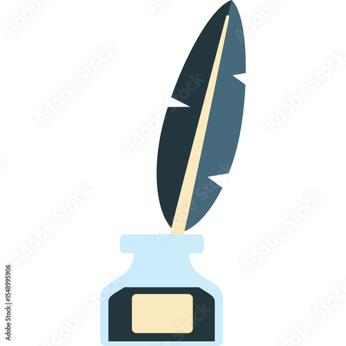 feather ink pen vector flat illustration