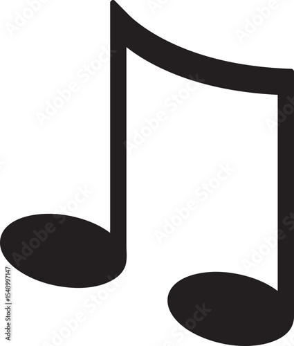 Eighth Note Pair: Bold, Simple Musical Notation Graphic