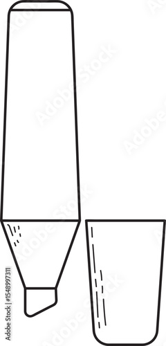 Line Art Illustration: Chiseled Marker Beside a Tumbler