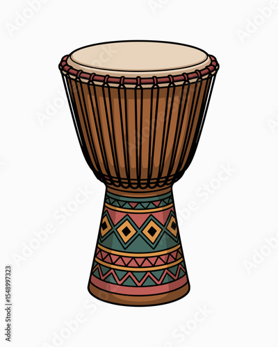 Djembe Drum with Tribal Patterns from West Africa