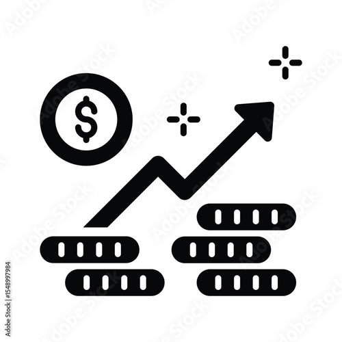 A captivating glyph icon of business profit rise