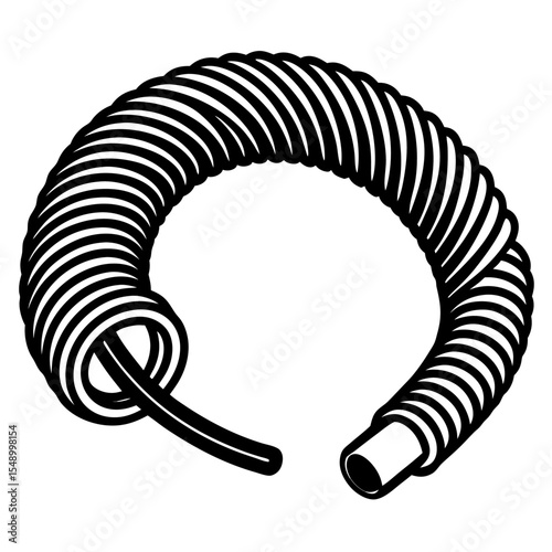 Coiled Cable: A close-up, high-contrast shot presents a detailed view of a coiled cable, perfect for illustrating concepts of technology, connectivity, or electrical systems.