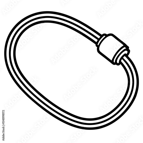 Oval Carabiner: A sleek oval carabiner rendered in a clean, minimalist style, the metal hardware accessory represents security and connection.