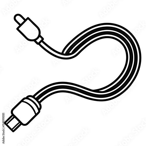 Audio Cable Connection: A simple line drawing of an audio cable with connectors on both ends, showcasing its connectivity feature.