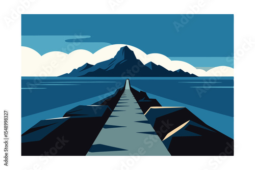 Serene Island Escape A Path to Tranquility Amidst Majestic Mountain and Ocean Views