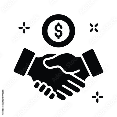 Grab this glyph icon of deal with handshake agreement
