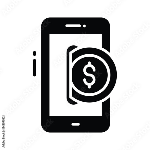 Get this trendy glyph icon of mobile earning app