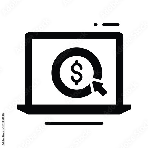 Premium glyph icon of ppc ad click money