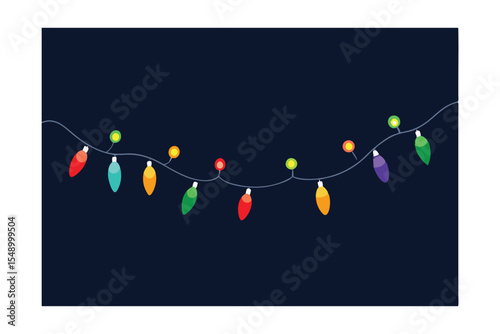 String of Colorful Christmas Lights Festive Holiday Illumination