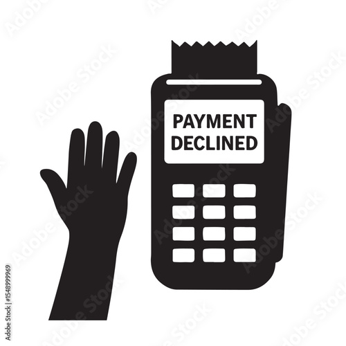 Payment Declined Icon with Hand and POS Terminal Vector
