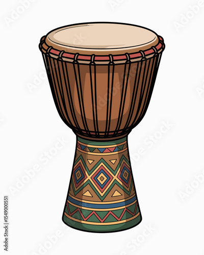 Djembe Drum with Tribal Patterns from West Africa