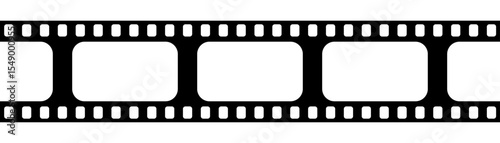 Classic movie film strip with empty frames, perfect for cinematic themes, video editing concepts, or nostalgic design projects. A versatile border or background element