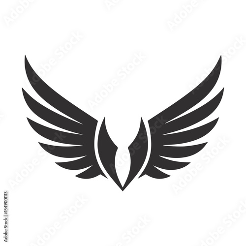 Wings Vector Art Silhouette Black white background