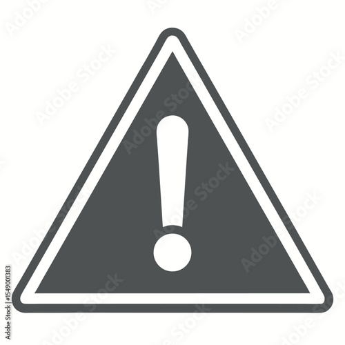 Gray exclamation mark warning sign on white background