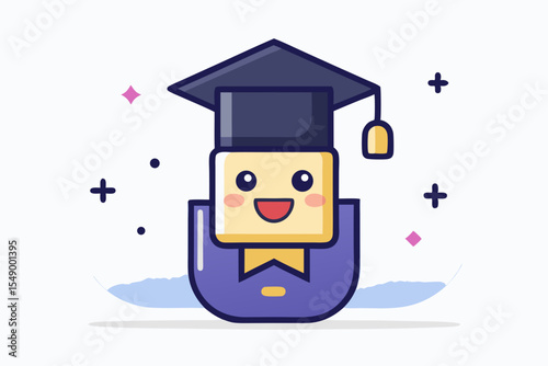 flash drive happy face graduate cap emoji