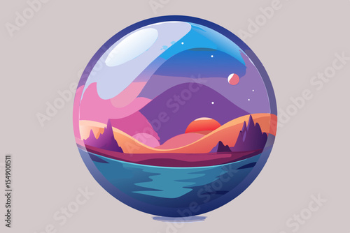 glass orb planet reflect inverted fantasy world