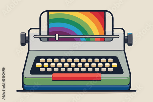 typewriter rainbow paper vintage black  