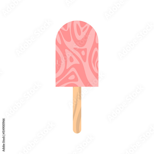 Delicious pink or strawberry popsicle with a unique marbled swirl pattern, perfect for summer treats, dessert menus, or cheerful children design projects. A sweet and refreshing icon