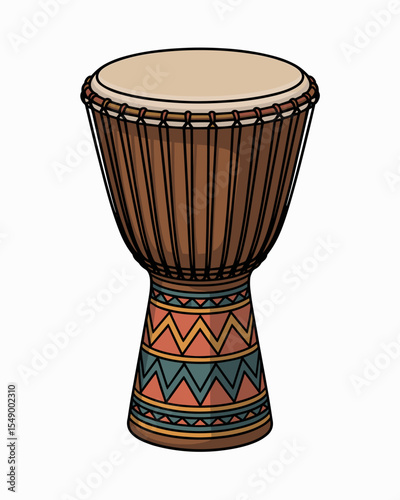 Djembe Drum with Tribal Patterns from West Africa