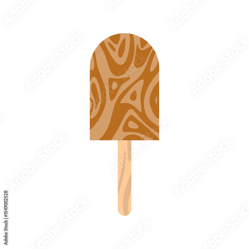 Rich brown ice pop with a unique swirled pattern, resembling a delicious chocolate or mocha flavor. Perfect for dessert menus, summer promotions, or coffee shop graphics