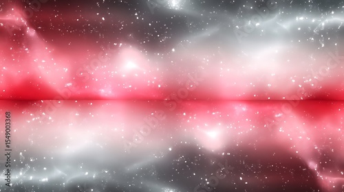 Abstract red and silver space background with stars and light reflections for creative projects
