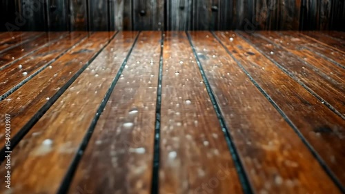 Wet wooden planks, dark background