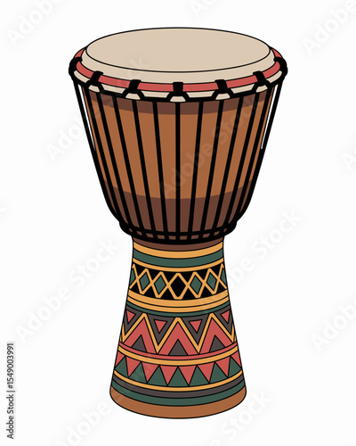 Djembe Drum with Tribal Patterns from West Africa