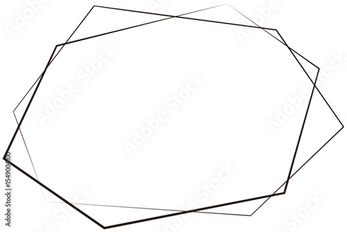 Double Line Hexagon Frame with Black Lines on Transparent Background