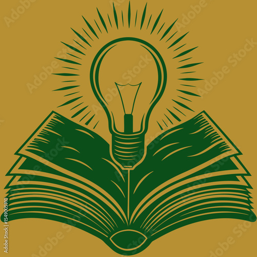 Illuminated book pages with a lightbulb, for education and knowledge concepts